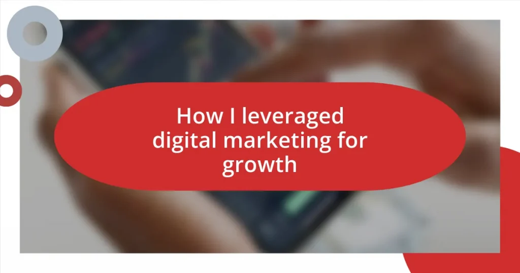 How I leveraged digital marketing for growth