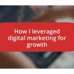 How I leveraged digital marketing for growth