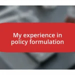 My experience in policy formulation