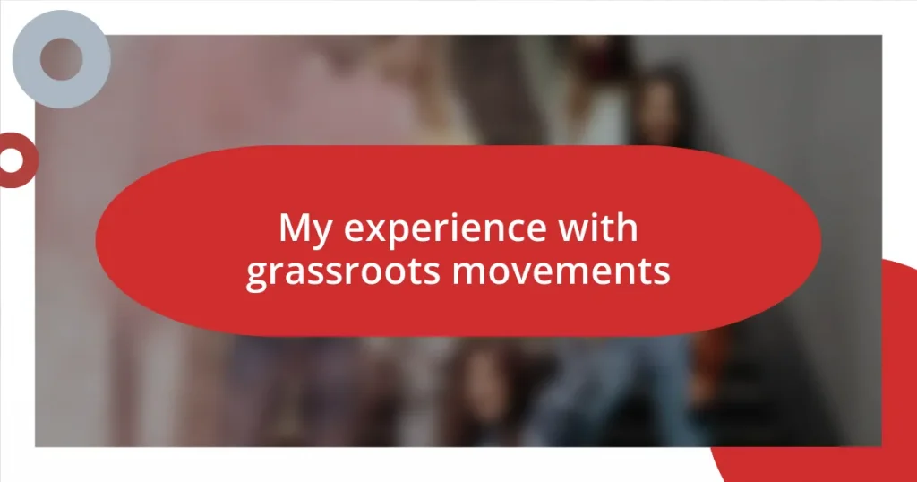 My experience with grassroots movements