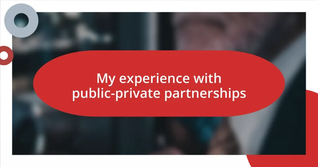 My experience with public-private partnerships