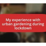 My experience with urban gardening during lockdown