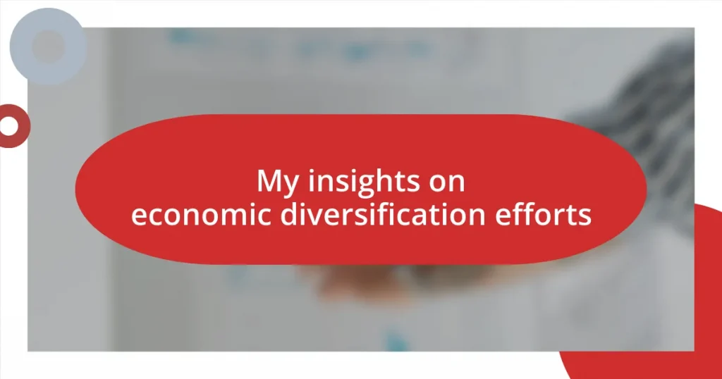 My insights on economic diversification efforts