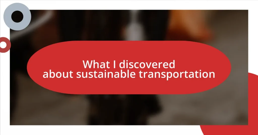 What I discovered about sustainable transportation